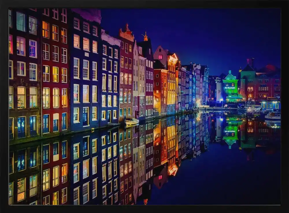 Brand New Framed Art Print Amsterdam by Juan Pablo de Miguel - 24x36 for Home or Office Decor - 36x24 \\/ Black Frame
