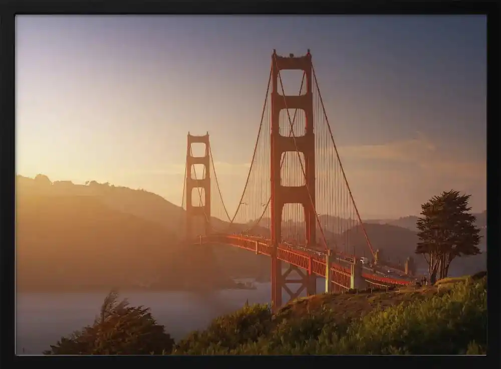 Direct From Manufacturer Framed Art Print South Golden Gate by Juan Pablo de Miguel - 24x36 for Home or Office Decor - 36x24 \\/ Black Frame