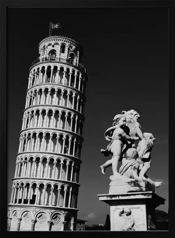 Mega Sale Leaning Tower of Pisa Framed Art by Sonya Liu 24x36 Home or Office Decor - 24x36 \\/ Black Frame