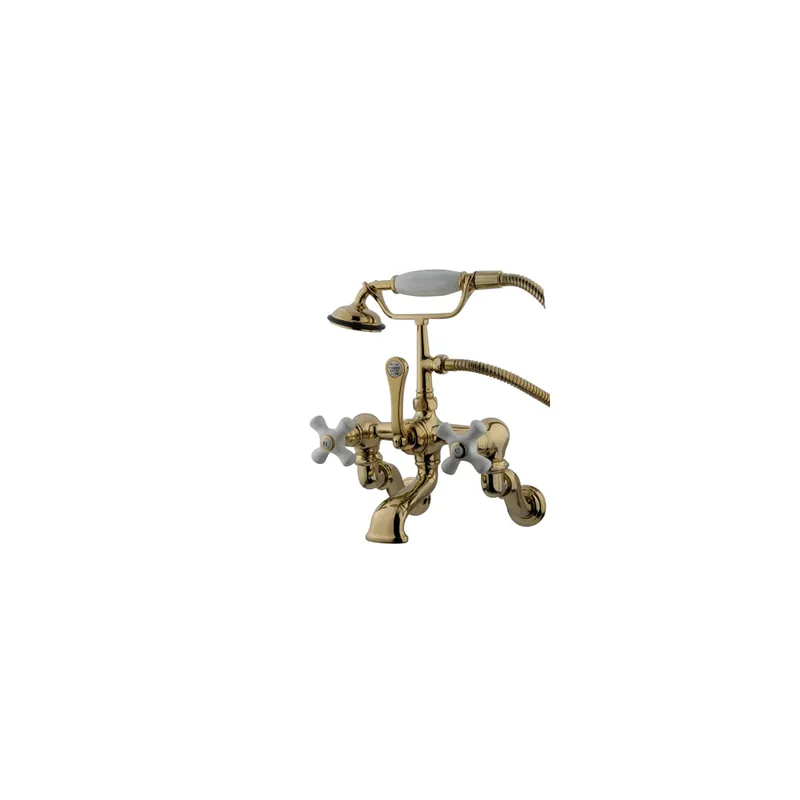 Kingston Brass Vintage Wall Mounted Clawfoot Tub Filler with Personal Hand Shower and Porcelain Cross Handles Seasonal Sale