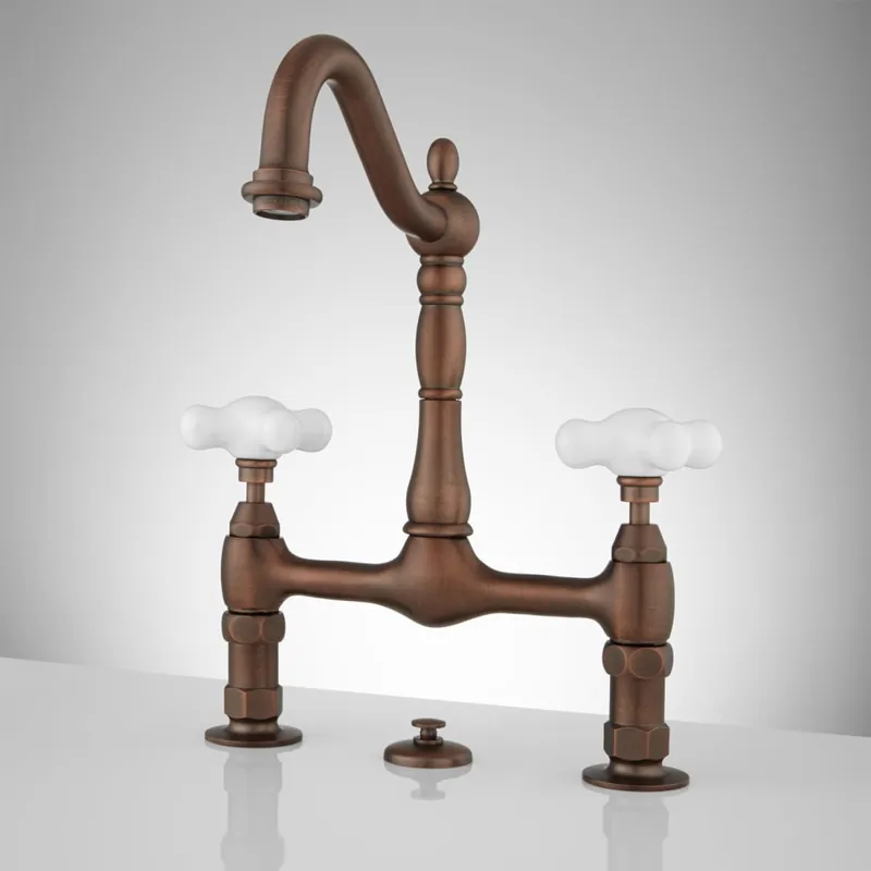Direct From Factory Signature Hardware 1.2 GPM Bridge Bathroom Faucet with Pop-Up Drain Assembly