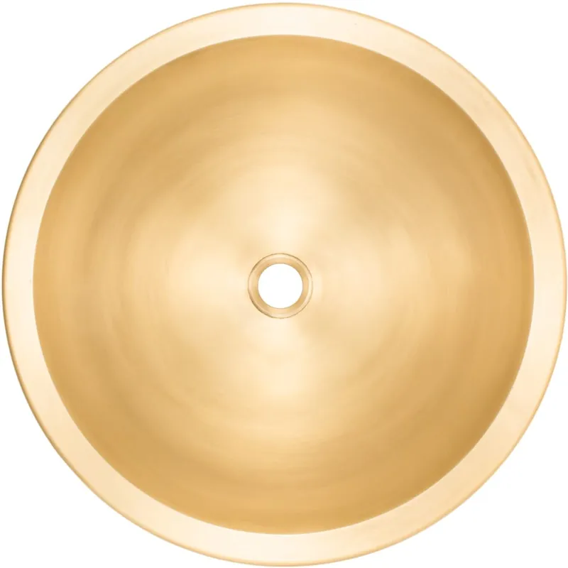 Linkasink Cast Bronze 13-3/4" Circular Yellow Bronze Drop In or Undermount Bathroom Sink Free Shipping
