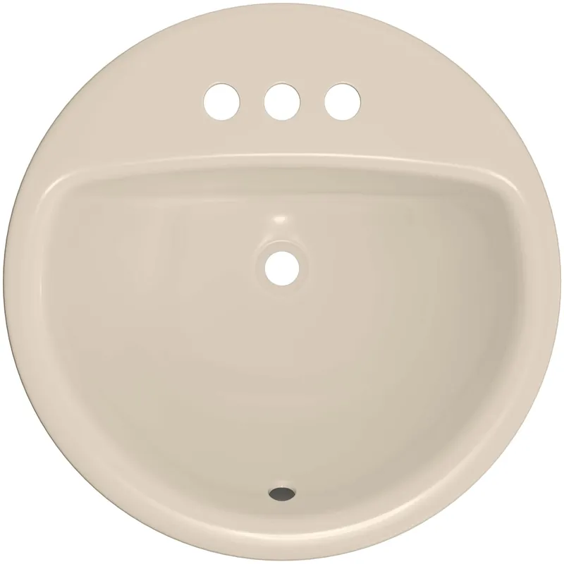 New Arrival PROFLO Rockaway 19" Circular Vitreous China Drop In Bathroom Sink with Overflow and 3 Faucet Holes at 4" Centers