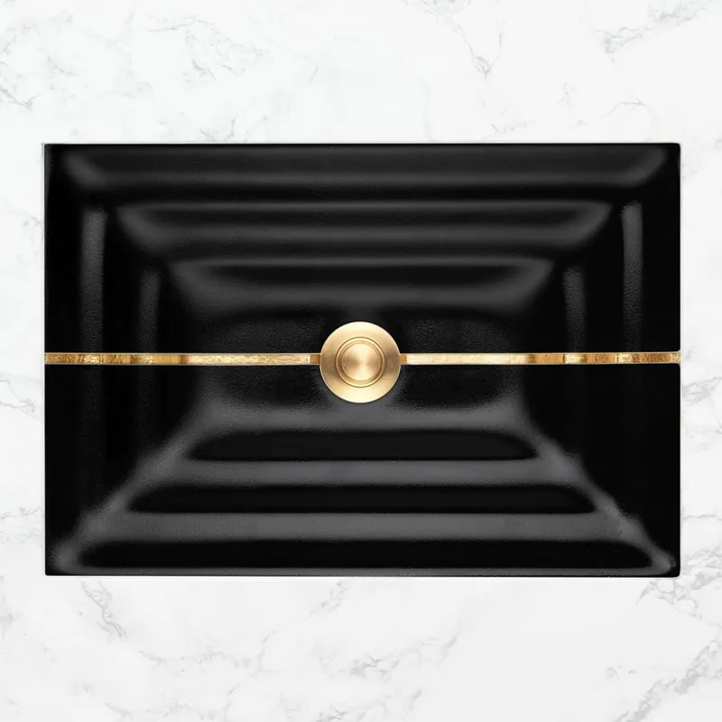 Last Chance Linkasink 23" Rectangular Glass Undermount Bathroom Sink with Metal Leaf Accent