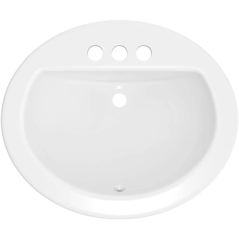 PROFLO Rockaway 19" Oval Vitreous China Drop In Bathroom Sink with Overflow and 3 Faucet Holes at 4" Centers Deal