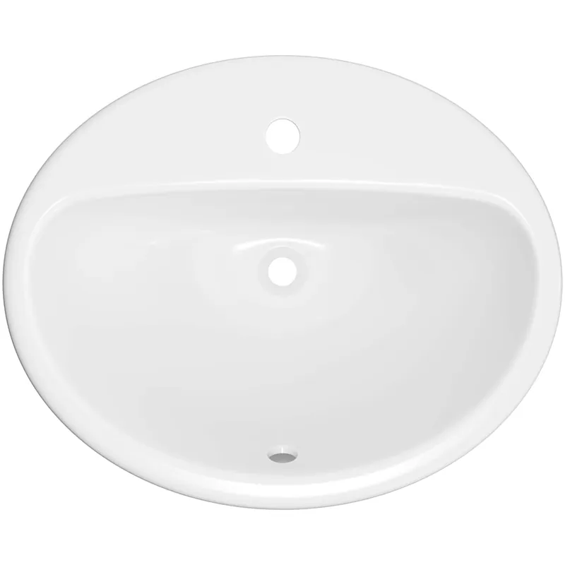 High Quality PROFLO Rockaway 20-1/2" Oval Vitreous China Drop In Bathroom Sink with Overflow and 1 Faucet Hole at 0" Centers