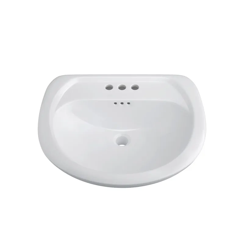 PROFLO Lisbon Valley 24" Oval Vitreous China Pedestal Bathroom Sink with Overflow and 3 Faucet Holes at 4" Centers Place Order