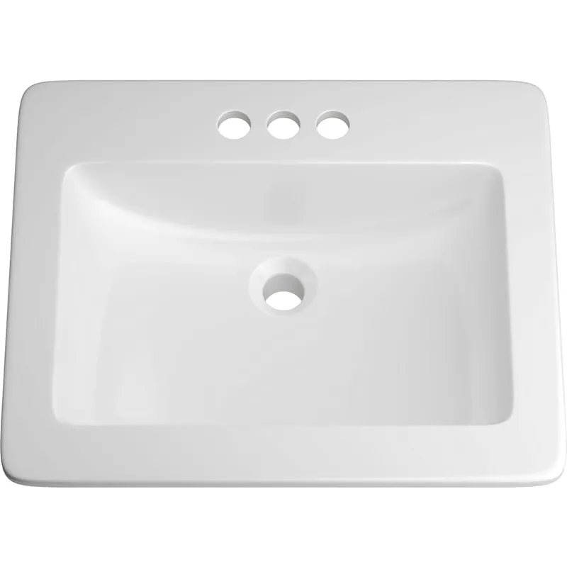 PROFLO Hoffman 21-1/4" Rectangular Vitreous China Drop In Bathroom Sink with Overflow and 3 Faucet Holes at 4" Centers Premium