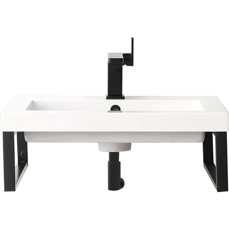 James Martin Vanities Boston 23-5/8" Rectangular Porcelain Console Bathroom Sink with Overflow and Single Faucet Hole Fresh Stock