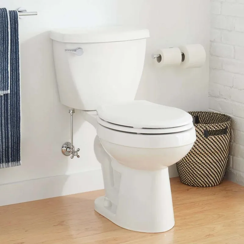 Signature Hardware Bradenton 1.28 GPF Two Piece Round Toilet with 14" Rough-In and Left Hand Lever - Seat Included Best Seller
