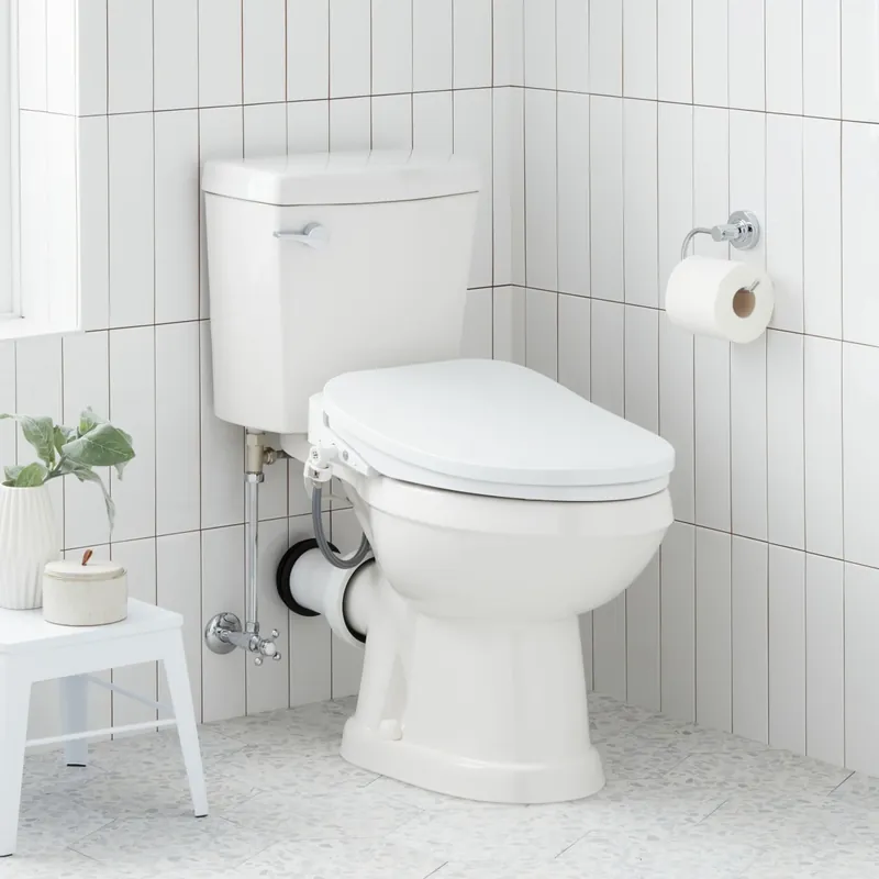 Certified Signature Hardware Waycross 1.28 GPF Two Piece Elongated Chair Height Rear Outlet Toilet - Bidet Seat Included