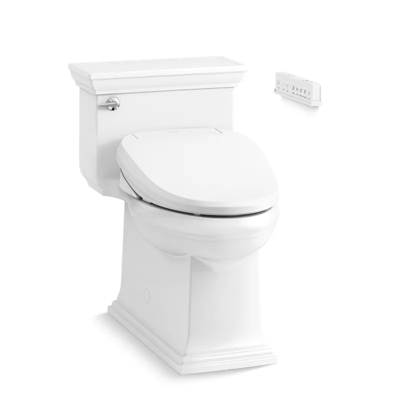 Kohler Memoirs One-Piece Compact Elongated Comfort Height Toilet with Skirted Trapway - Includes PureWash E820 Elongated Bidet Seat with Remote Control Affordable
