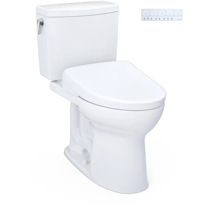 Mega Sale TOTO Drake II 1 GPF Two Piece Elongated Chair Height Toilet with Washlet+ S7 Bidet Seat, Tornado Flush, CEFIONTECT, EWATER+, PREMIST, and Night Light