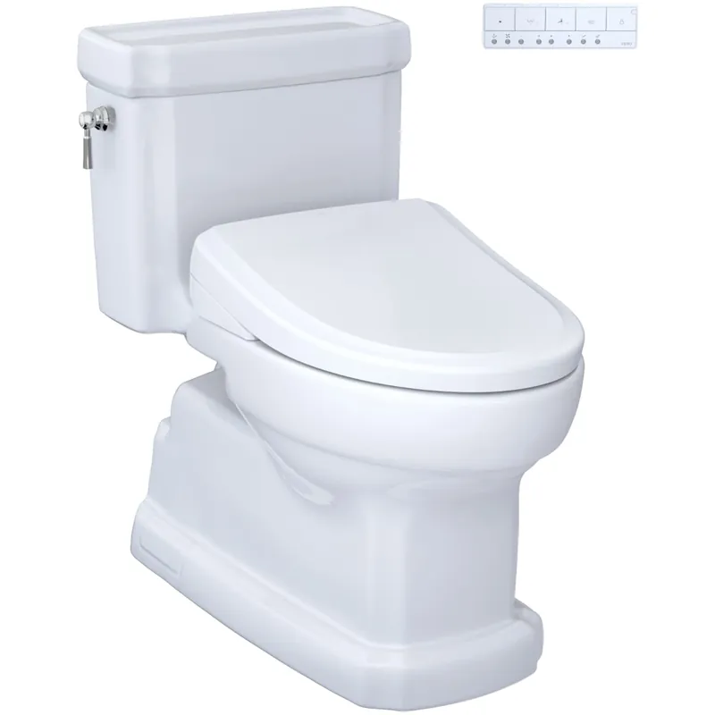 TOTO Guinevere 1.28 GPF One Piece Elongated Chair Height Toilet with Washlet+ C7 Heated Bidet Seat, Tornado Flush, CEFIONTECT Glaze, EWATER+, and PREMIST Don’t Miss Out