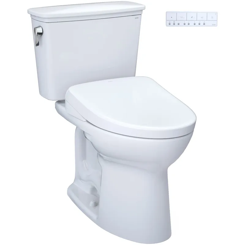 While Supplies Last TOTO Drake 1.28 GPF Two Piece Elongated Chair Height Transitional Toilet with Washlet+ S7A Auto Open Bidet Seat, 10" Rough-In, Tornado Flush and CEFIONTECT