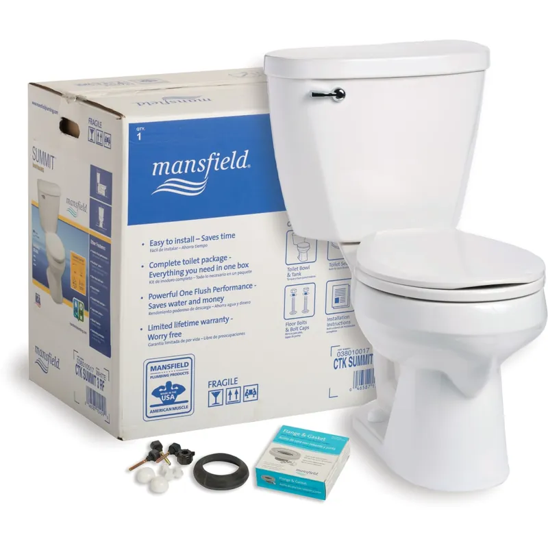Discount Mansfield Summit 1.28 GPF Two-Piece Round Toilet Complete Kit