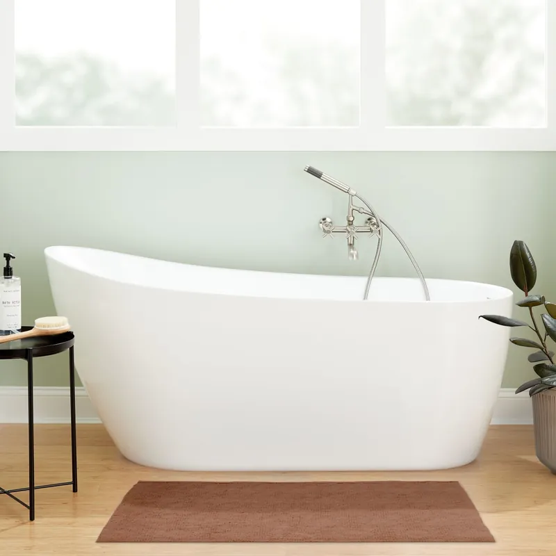 Buy Direct Signature Hardware Sheba 59" Acrylic Soaking Slipper Freestanding Tub with Integrated Drain and Overflow