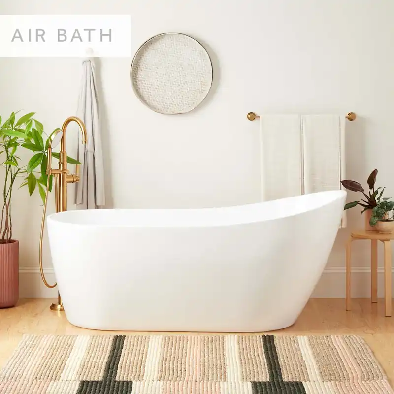 Instant Buy Signature Hardware Sheba 66" Acrylic Air Slipper Freestanding Tub with Integrated Drain and Overflow and Foam Insulation