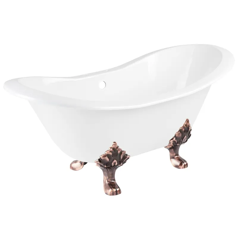 Trusted Brand Signature Hardware Arabella 61" Cast Iron Soaking Clawfoot Tub with Pre-Drilled Overflow Hole - Less Drain