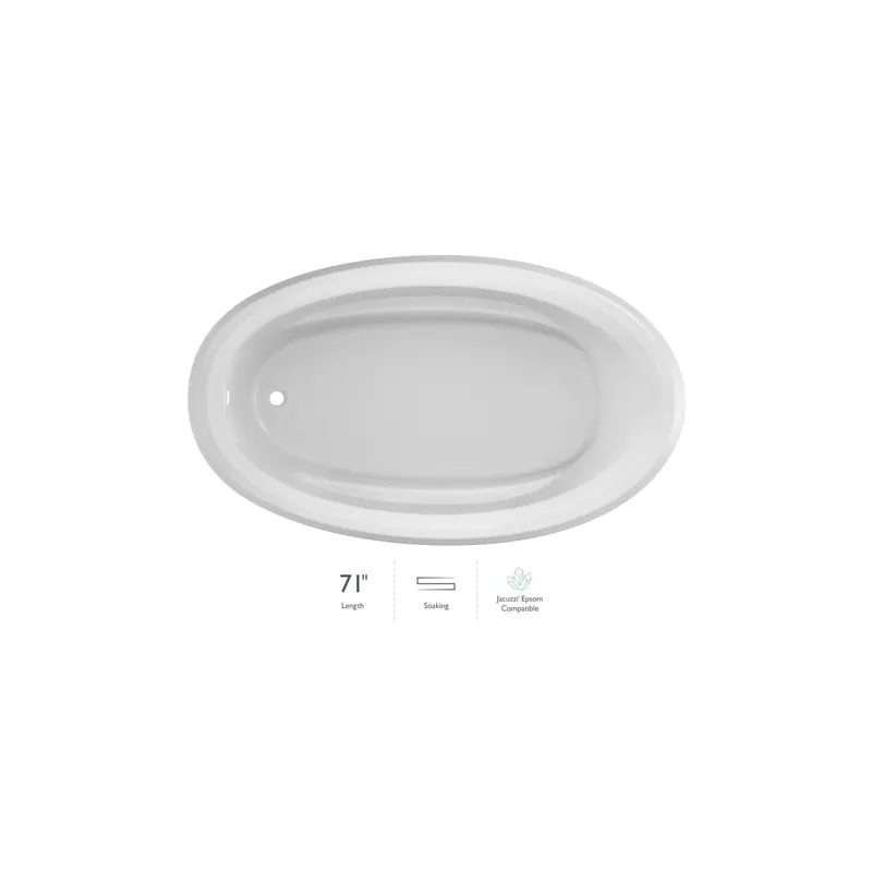 Affordable Jacuzzi Signature 71" Drop In Soaking Bathtub with Universal Drain - Less Drain Assembly