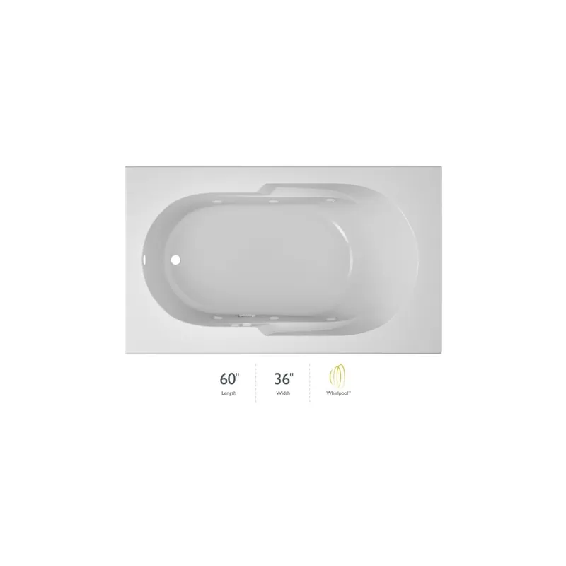 Jacuzzi Signature 60" Drop In Whirlpool Bathtub with 6 Jets, Air Controls, RapidHeat Water Heater, Left Drain and Right Pump Weekend Sale