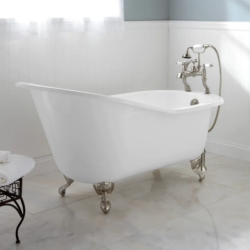Signature Hardware Callaway 61" Cast Iron Soaking Clawfoot Tub with Included Overflow Drain and 7" Rim Holes Order Now