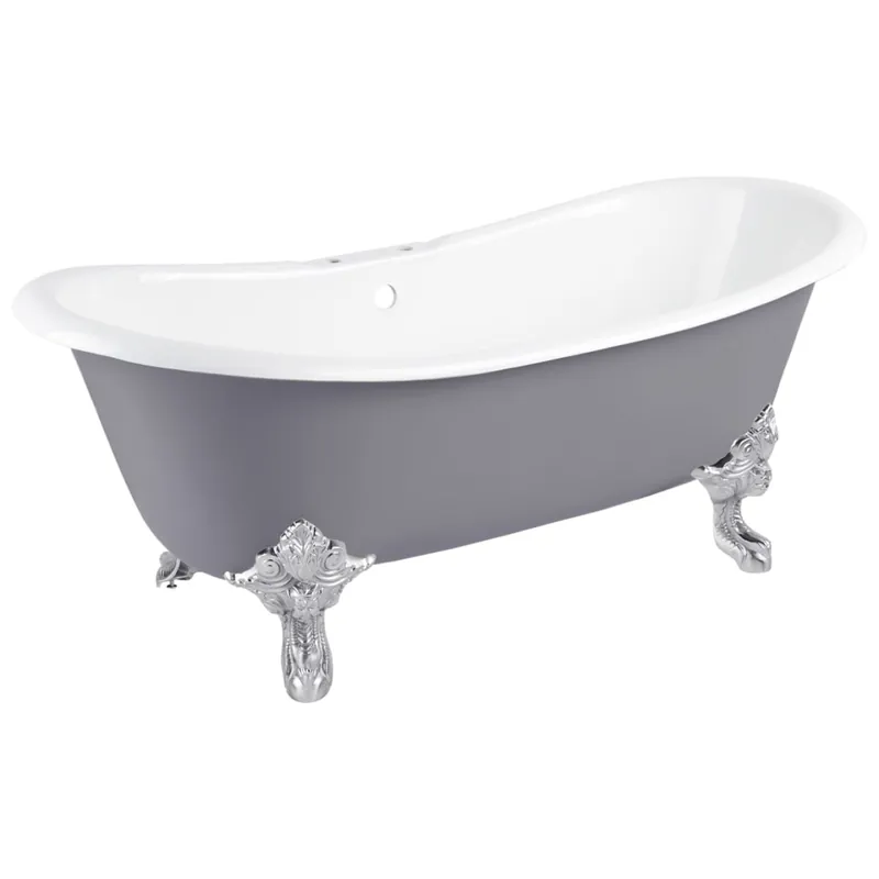 Limited Time Signature Hardware Lena 72" Cast Iron Soaking Clawfoot Tub with Included Overflow Drain and 7" Rim Holes