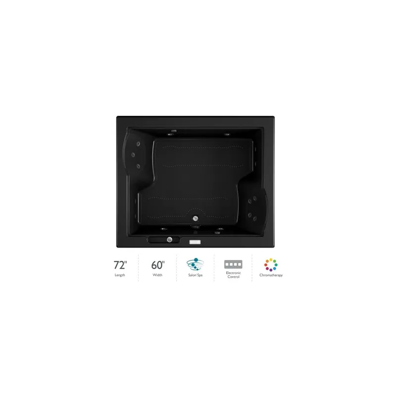 Jacuzzi 72" x 60" Fuzion Drop In Luxury Salon Spa Bathtub with 15 Jets, Luxury Controls, Chromatherapy, Heater, Center Drain and Right Pump - Integrated Drain Assembly Included Original