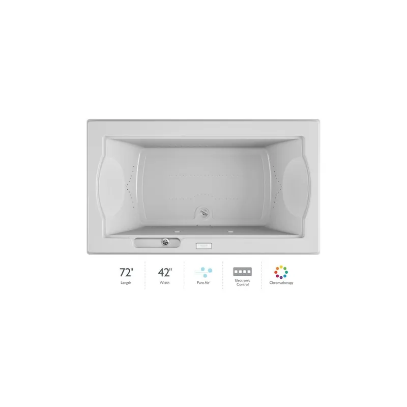 Budget Jacuzzi 72" x 42" Fuzion Drop In Luxury Pure Air®; Bathtub with Luxury Controls, Chromatherapy, Center Drain and Right Blower - Integrated Drain Assembly Included