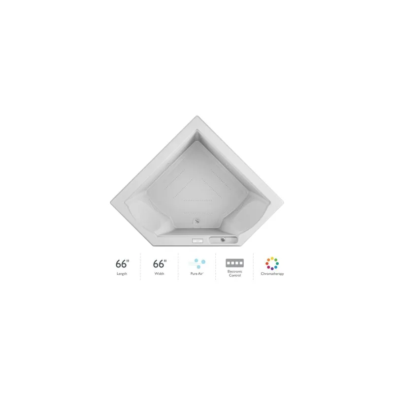 Jacuzzi 66" x 66" Fuzion Drop In Corner Luxury Pure Air®; Bathtub with Luxury Controls, Chromatherapy - Integrated Drain Assembly Included Top Rated
