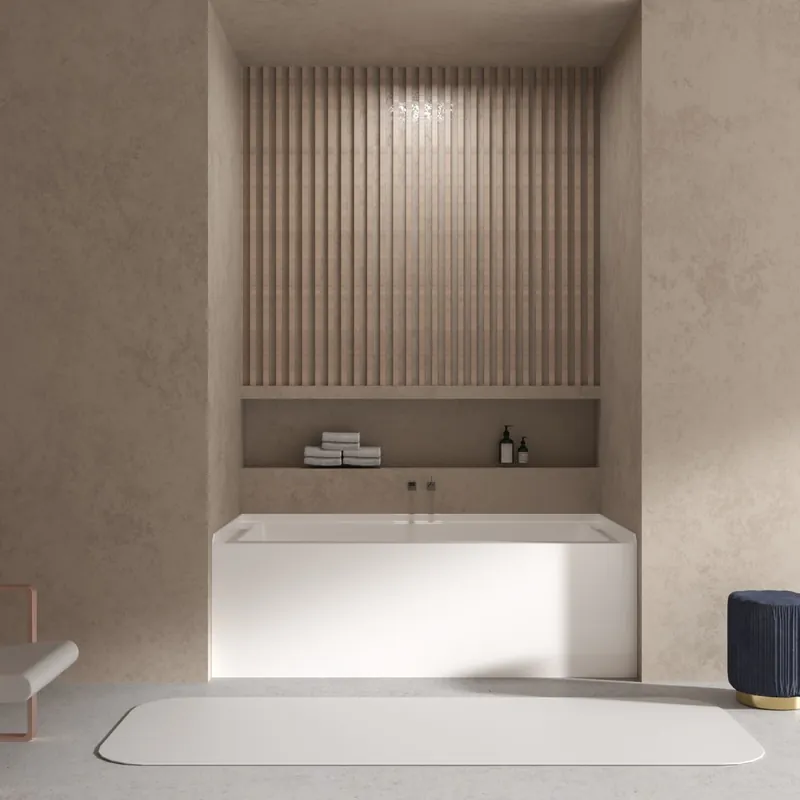 Original Transolid Ursula 60" Three Wall Alcove Acrylic Soaking Tub with Right Drain and Overflow