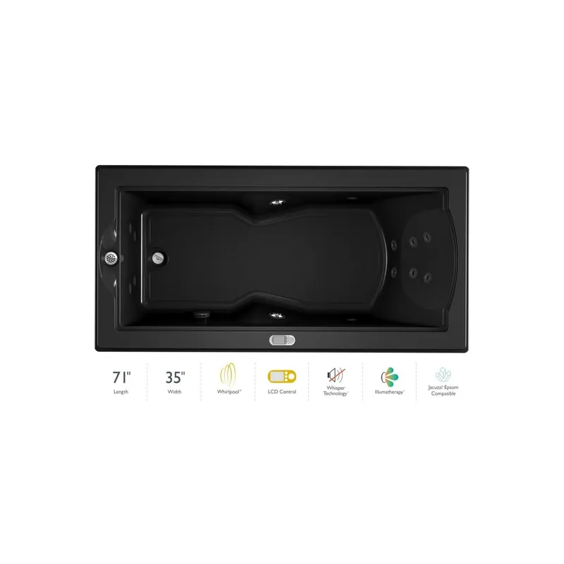 Jacuzzi 72" x 36" Fuzion Drop In Luxury Whirlpool Bathtub with 14 Jets, LCD Controls, Illumatherapy, Heater, Left Drain and Right Pump - Integrated Drain Assembly Included Buy Online