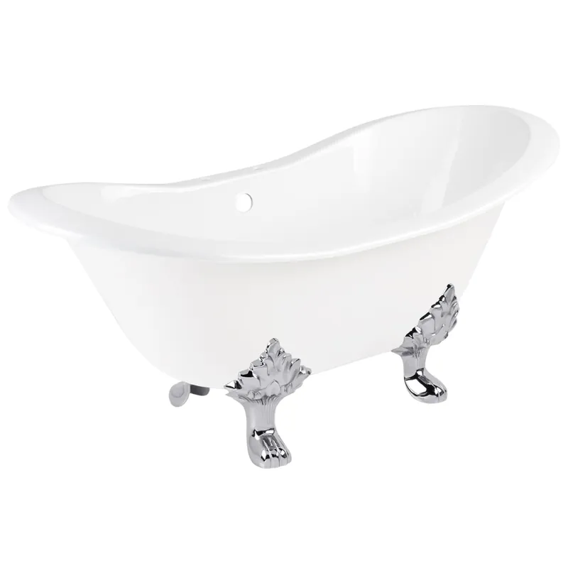 Discount Signature Hardware Arabella 72" Cast Iron Soaking Clawfoot Tub with Pre-Drilled Overflow Hole and 7" Rim Holes - Less Drain