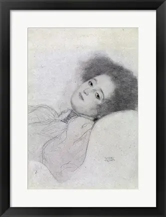 Super Sale Portrait of a Young Woman Reclining by Gustav Klimt - 23x16 \\/ Framed Art