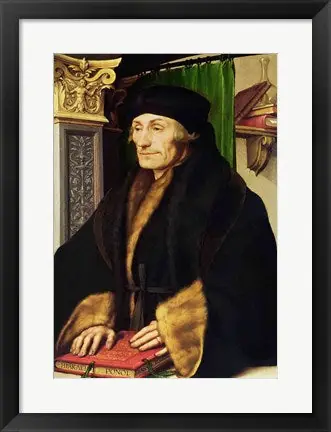 Hot Deal Portrait of Erasmus, 1523 by Hans Holbein The Younger - 24x18 \\/ Framed Art