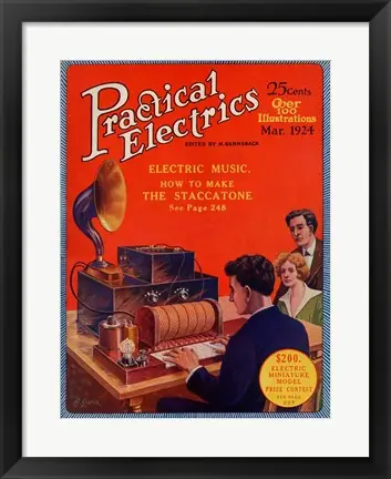 Hot Picks Practical Electrics March 1924 Cover - 24x18 \\/ Framed Art