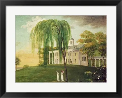 Budget President George Washington on the porch of his house at Mount Vernon - 18x24 \\/ Framed Art