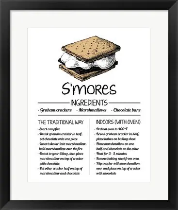 S'mores Recipe White Background by Color Me Happy - 16x12 \\/ Framed Art Best Price