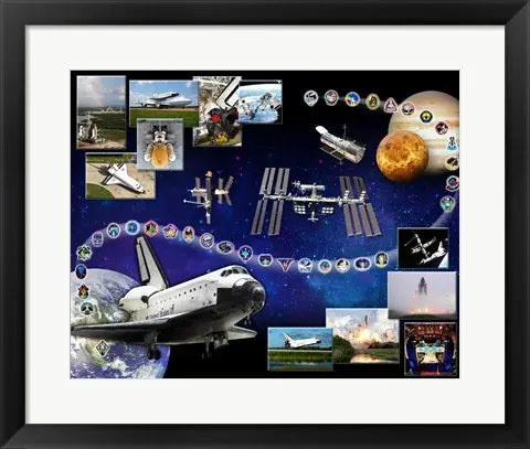 Modern Space Shuttle Atlantis Tribute 1 - 28x37 \\/ Framed Art