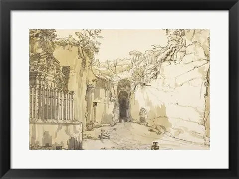 The Entrance to the Grotto at Posilipo by Claude-joseph Vernet - 27x38 \\/ Framed Art Shop Now