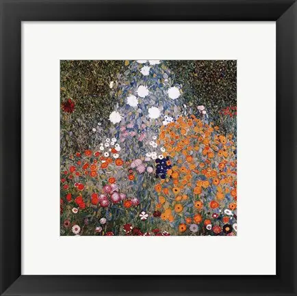 Fan Favorite The Flowery Garden, c.1907 by Gustav Klimt - 22x22 \\/ Framed Art