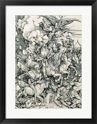 The Four Horsemen of the Apocalypse, Death, Famine, Pestilence and War by Albrecht Durer - 24x18 \\/ Framed Art Direct From Factory