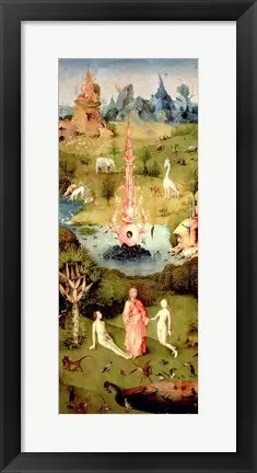 Professional Grade The Garden of Earthly Delights: The Garden of Eden by Hieronymus Bosch - 24x18 \\/ Framed Art
