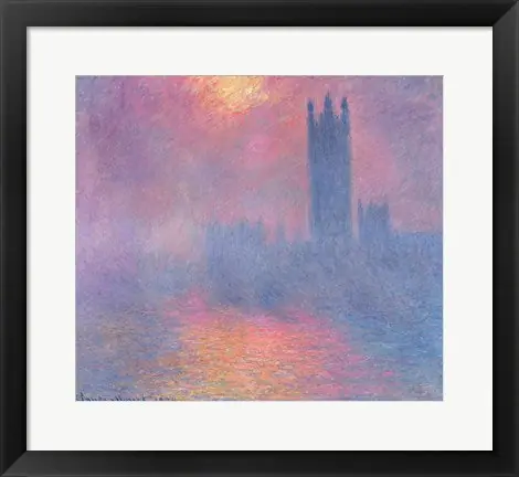 The Houses of Parliament, London, with the sun breaking through the fog, 1904 by Claude Monet - 18x24 \\/ Framed Art Instant Buy