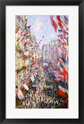 The Rue Montorgueil, Paris, Celebration of June 30, 1878 by Claude Monet - 20x15 \\/ Framed Art Free Delivery