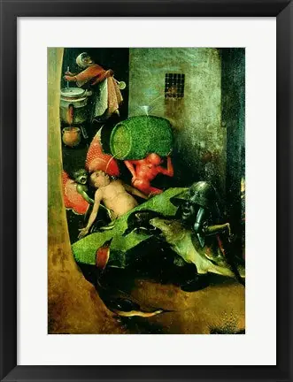 The Last Judgement (Altarpiece): Detail of the Cask by Hieronymus Bosch - 24x18 \\/ Framed Art Top Rated