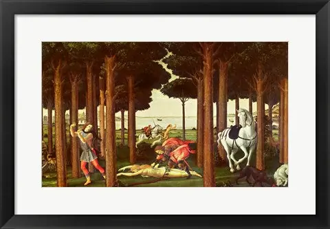 Best Price The Story of Nastagio degli Onesti: The Disembowelment of the Woman Pursued, 1483-87 by Sandro Botticelli - 14x18 \\/ Framed Art