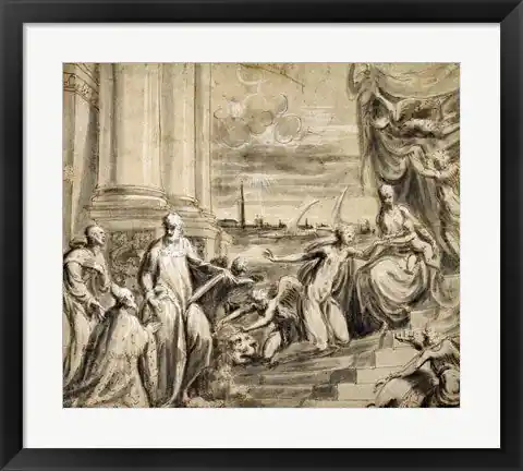 The Mystic Marriage of Saint Catherine with Saints and a Doge by Andrea Schiavone - 31x35 \\/ Framed Art Get Yours