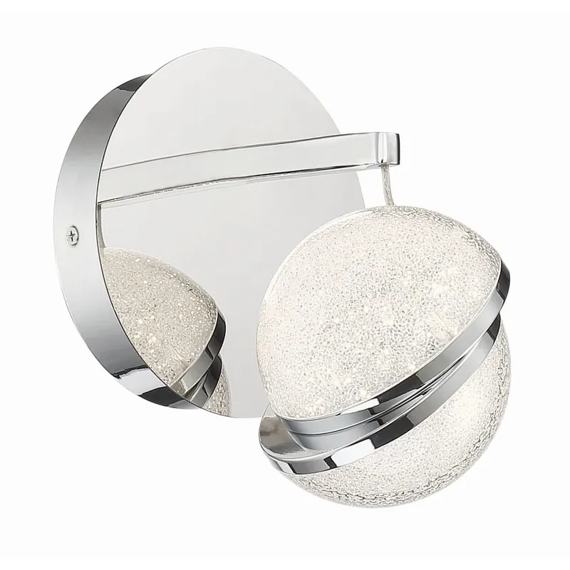 Best Choice Kovacs Silver Slice 6-1/2" Wide Integrated LED Bathroom Sconce with Acrylic Crystal Sand Shade