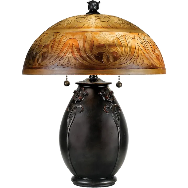 Quoizel Signature 2 Light 18" Tall Table Lamp with Etched Glass Shade Trending